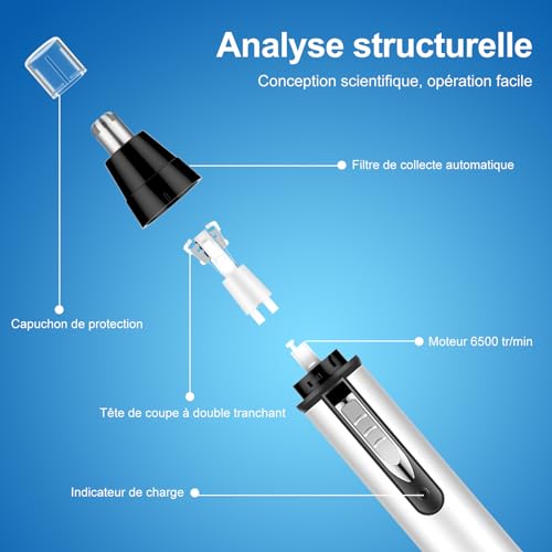 Image of Painless Nose and Ear Trimmer - 4 in 1 USB Rechargeable Electric Nose and Ear Trimmer - Painless and Professional Eyebrow Trimmer for Men and Women Easy to Clean, Silver