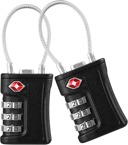 Candados de Combinación de Cerradura de Viaje, 2 Packs Luggage Locks, Candados de Seguridad, Candados de Combinación, Candado con Código para Maletas de...