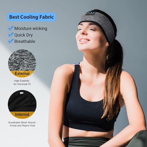 Image of LC-dolida Sports Headband Earphones Wireless with Speaker Microphone USB C,Sleep Headphones Headband Bluetooth 5.4 for Sleeping Gift Workout Jogging Yoga Insomnia Travel Meditation