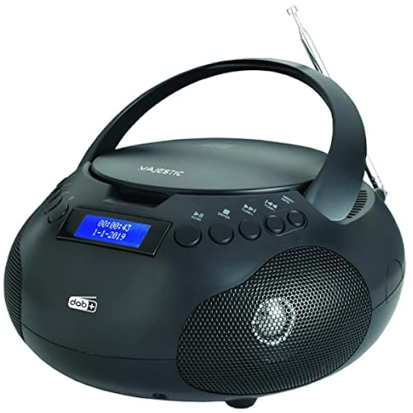 Majestic AH 264 DAB - Boom Box Portatile con Lettore CD, Radio DAB e FM, Ingresso AUX-IN, Nero