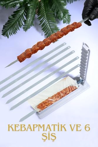 Şiş ve Kebapmatik Adana Urfa Kebap Kalıbı Aparatı Pratik Hızlı Kebap Makinesi Kutusu, 6 Adet