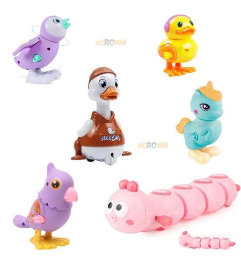 Image of acrown Cute Animal Toys for Kids Sensory Worm Animal Wind up Colorful Toy Insect Figurines for Boys and Girls Multicolor (6 pics Toys)