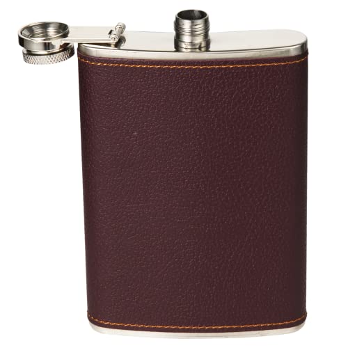 Anjetan Men's Leather Flask, 9Oz Liquor Flask With 4 Cups And Funnel, Leak Proof Stainless Steel Leather Hip Flask For Whisky Liquor Spirits, Flask Gift Set For Boyfriend, Father, Grandfather, #TOP3