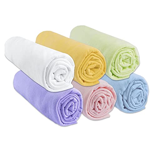 Lot de 6 Draps Housse 60x120 cm Lit Bébé, Berceau, Lit Parapluie 60 x 120 | 100% Coton | Multicouleur | Extensible Respirant | Sommeil sain | Marque Easy Dort | Certifié Oeko-Tex | Fabriqué en Europe