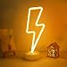 ENUOLI Neon Signs Lightning Bolt Battery Operated and USB Powered Warm White Art LED Decorative Lights with Base Night Lights Indoor for Living Room Office Christmas Wedding Party Decoration