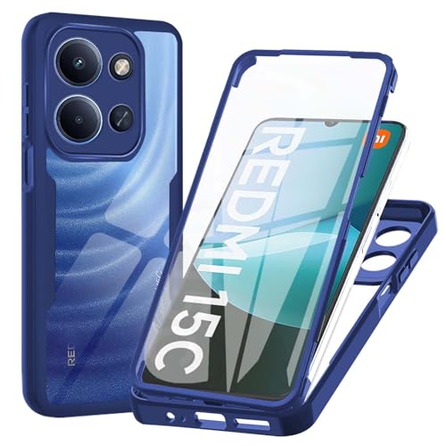WeiCase Funda para Xiaomi Redmi 15C 4G（EU）/ Poco C85 4G EU, Transparente 360° Protección Funda con Protector de Pantalla Integrado Antigolpes Silicona Carcasa para Redmi 15C 4G, Blue