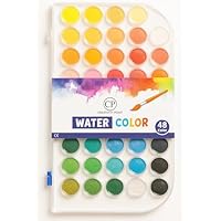 Creativity Point Watercolour Paint Set, 48 Colours with 1 Paint Brush & with the Mixing Palette, Watercolour Paint for Kids, Artists, Beginners, Students, Hobbyists, Adults, School
