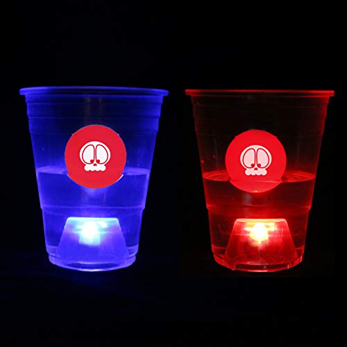 Six Senses Media The Halloween Dark Beer Pong Set, Beer Pong Party Cup Set, LED Beer Pong Cups and Novelty Skull Pong Balls,22 Set