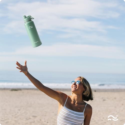 Image of Swigina [2-IN-1 LID] Insulated Water Bottle with Silicone Boot (36hrs Cold /18hrs Hot) - DIY Stickers, Leakproof, BPA Free, 40 oz