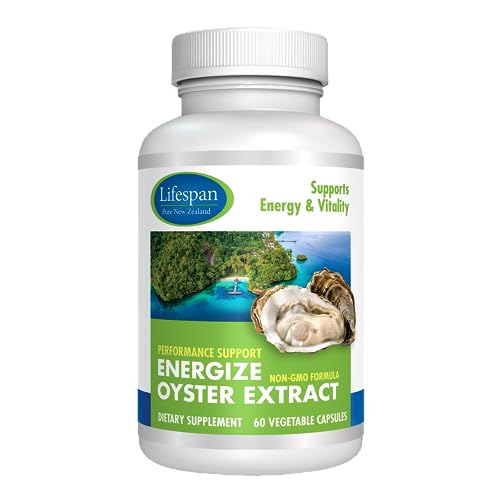 Energize Oyster Extract Highly Concentrated Supplement for Men & Women - Zinc Taurine Amino Acid Supports Wellbeing and Energy - 500mg 60 Veg Capsules by Lifespan
