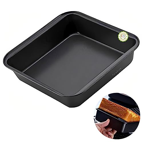 Image of PureBake Square Cake Tin for Baking, Cake Tray, 9 Inch, Pack of 1, Carbon Steel, Bakeware Non-Stick, Premium SGS Certified, Cake Mould for Oven & Microwave