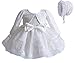 Loalirando 3Pz Vestito Principessa Bambina Abito in Tulle Bianco Elegante Bowknot + Cover up Scialle Maniche Lunghe + Cappello da Cerimonia Matrimonia (Bianco, 6-9 Mesi)
