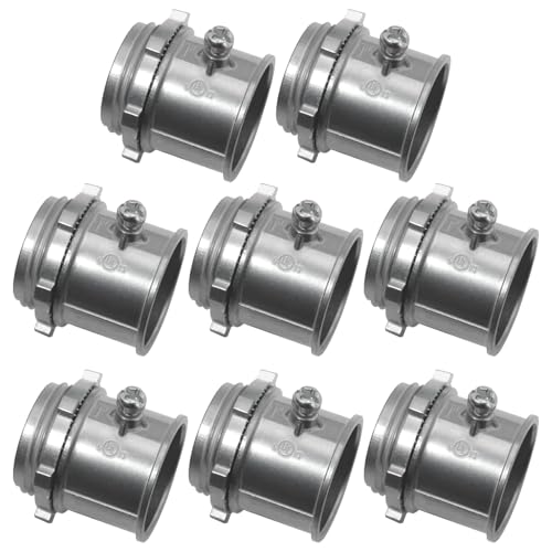 AIRTAK Conectores EMT de 1 pulgada, juego de 8 accesorios de conducto tipo tornillo, zinc fundido a presión para caja eléctrica y carcasa de metal