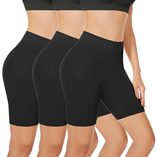 SIHOHAN Womens Boxer Underwear Safety Short Seamless Anti Chafing Shorts for Under Dresses Skirts(3pcs Black,S)