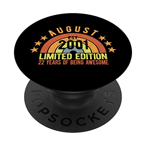 Vintage Born August 2001 Edición Limitada Fiesta de Cumpleaños 22 PopSockets PopGrip Intercambiable