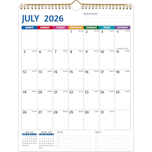 壁掛けカレンダー 2025-2026年6月~2026年12月、カレンダー2025-2026年壁掛け、19か月カレンダー、11.5x14.5インチ、2025年カレンダー、大きなブロック、厚紙、祝日、やること、メモ、整理に最適。