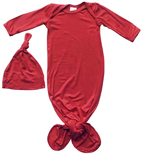 Image of Rocket Bug Plain Silky Knotted Baby Gown with Knotted Hat, Unisex, Boys, & Girls, newborn outift