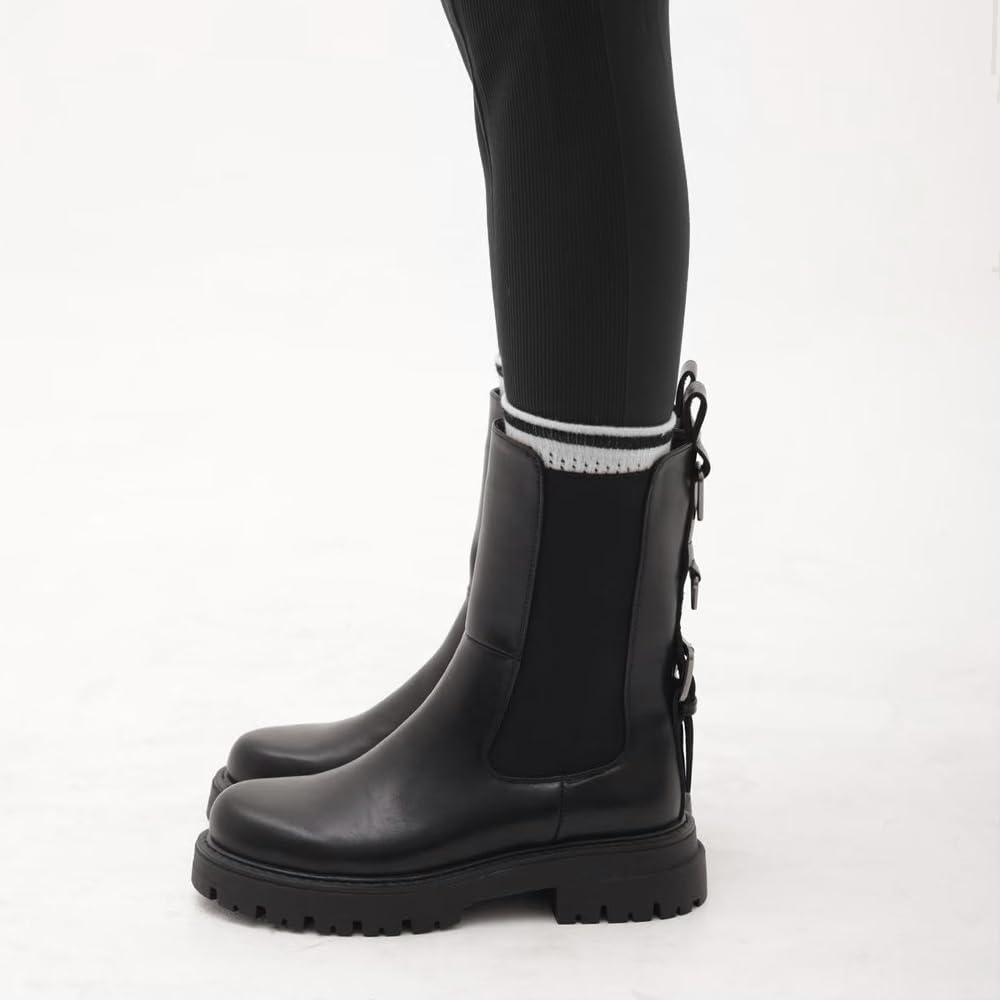 IF FASHION Stivali Stivaletti Anfibi Scarpe Chelsea da Donna Platform Elastico Con Suola Track GA039