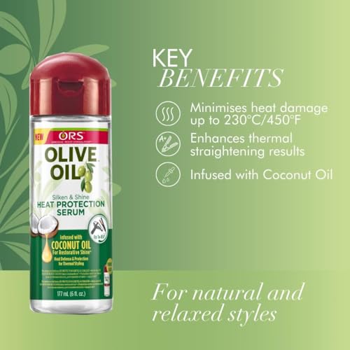 ORS Olive Oil Heat Protection Hair Serum - 177 ml, Infused With Coconut Oil, For Restorative Shine, With Frizz Free & Fast Drying Formula - Image 4