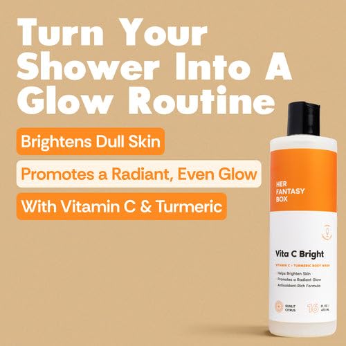 Image of Her Fantasy Box | Vita C Bright Turmeric Body Wash - Antioxidant‐Rich Citrus Cleanser with Vitamin C & Turmeric for Radiant, Even-Looking Skin, Moisturizing Vegan Formula (16 oz)