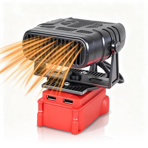 Portable Cordless Small Space Heater for Milwaukee M18 18V Battery, 170W Efficient Heating Small Room Space Heater with 180°Adjustable Angle, Safe & Quiet for Car Office Room Tent Use(No Battery)