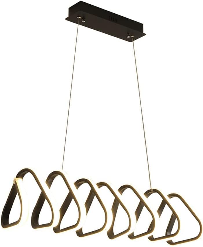 Lustre LED 52W moderne avec télécommande, suspension linéaire vague réglable pour îlot cuisine