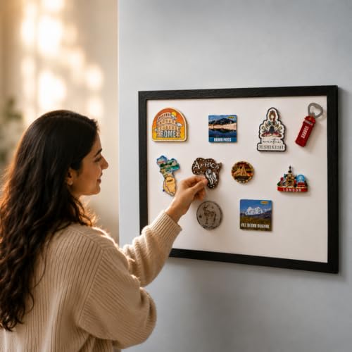 Image of Travel Souvenir Magnet Frame - Solid Background | White | 20 inchx16 inch (Horizontal)