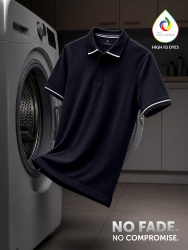 Image of XYXX Men's Apex Mercerized Cotton Striped Collar Pique Polo T-Shirt
