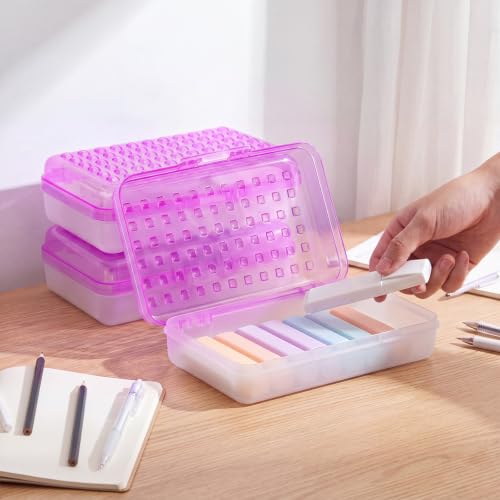 Image of Blulu 6 Pack Plastic Pencil Boxes Bulk Large Pencil Case,Purple