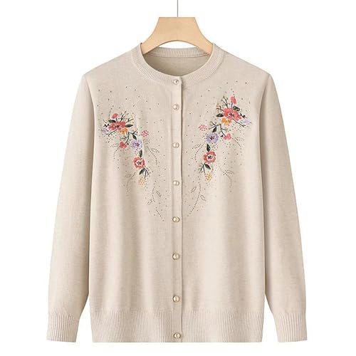 Women's Embroidered Grandma Knit Cardigan – Slim Fit Single-Breasted Sweater Coat for Spring and Fall2