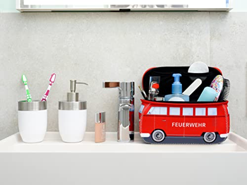 Brisa Vw Collection - Volkswagen Neoprene Universal Bag For Makeup, Travel, Cosmetics, Pencil Case In Samba Bus T1 Camper Van Design (Firefighters/Red/Small) #TOP4
