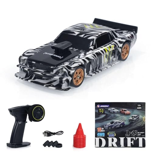 Image of FEXXA 1 /43 Scale RC Drift Race Car Gyro 4WD Ready to Go Mini Remote Control Car High Speed Model (1:43 RC Drift Dodge Charger SRT-Black)