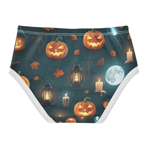Toddler Girl Briefs, Halloween Funny Pumpkins Girls' Cotton Brief Underwear, 2T–8 Years2