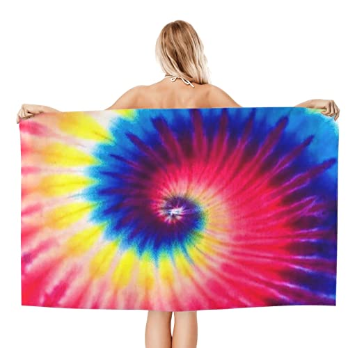 Colorful Tie Dye Microfiber Beach Towel Oversized Quick Dry Bath Towels Gift For Women & Men Swimming Bathroom (52 X 32 Inches) #TOP1
