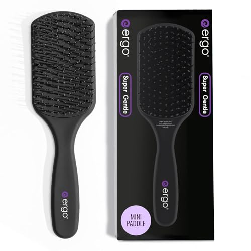 ERGO Super Gentle Mini Paddle Brush for Blow Drying - Hair Brushes for Women with Thick or Thin Hair - Dual Hairbrush for Women - Detangler Hair Brush - Gently Detangles Curly or Wet Hair - ERG750