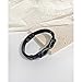 Eymi Unisex Leather Bracelet with Infinity Sign Symbolic Love Fashion Braided Wristband Bangle (Adjustable- Black Tone)