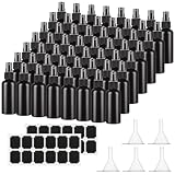 ABuff 60 Pack 2oz Plastic Spray Bottles Small Empty Fine Mist Spray Bottle Black Bottles for Essential Oils, Bath, Beauty, Hair & Cleaning, Small SprayBottles for Travel, With 5 Funnels