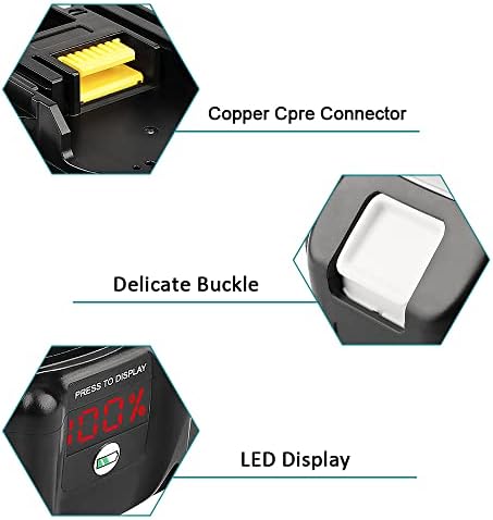 2PACK- QUPERR 18V 6.0Ah bl1860 Li-ion Replacement Batteries(with LED Power Display) Compatible with Makita DKP180ZDTM51ZDHS680Z, DTD152Z, DJV181Z, DGA452Z, DTD152Z LXT, DJR188Z.