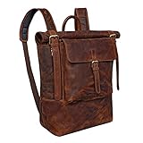 VIELSEITIGKEIT AUF HÖCHSTEM NIVEAU: Robuster Tragegriff und gepolsterte Schulterriemen für den Weg über den (Firmen-)Campus | Messenger Rucksack aus Leder, Oldschool Unirucksack, Arbeitsrucksack oder doch lieber Vintage Schulrucksack? Sie entscheiden, 'Chris' passt sich an!