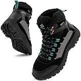 JACKSHIBO Winterschuhe Herren Winterstiefel Wasserdicht Stiefel Herren Trekking Wanderschuhe Warme Gefüttert Schneestiefel Rutschfest Winterboots Outdoor,Schwarz,EU43