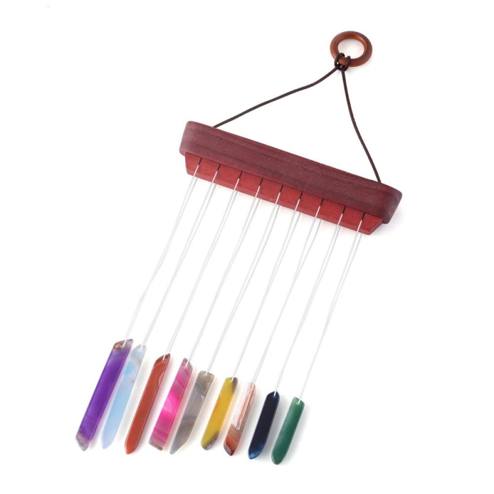 Carillon éolien en agate naturelle Youther fait main pour déco jardin et patio