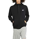 Nike Men's Sportswear Club Fleece Full Zip Hoodie, Fleece Zip-Up Hoodie Men, Black/Black/White, L-T