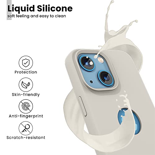 Image of Vaku Luxos Liquid Silicon Logo-Cut for iPhone 14 Plus Cover Case, Soft TPU, Shockproof, Scratch Resistant, 6 Feet Drop Protection, Compatible with iPhone 14 Plus Back Cover - Stone