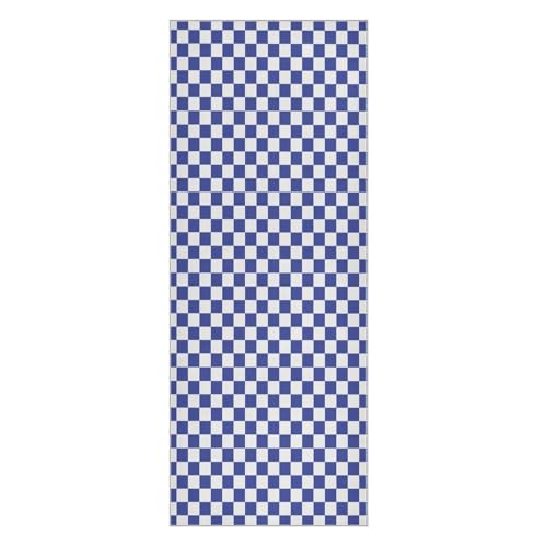 pnyoin Yoga Towel Blue White Checkered Hot Yoga Mat Towel with Grip Dots Sweat Absorbent Non-Slip for Hot Yoga, 24