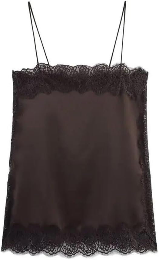 Women's Lace Crop Camisole Top and Midi Skirt Set Mid Waist