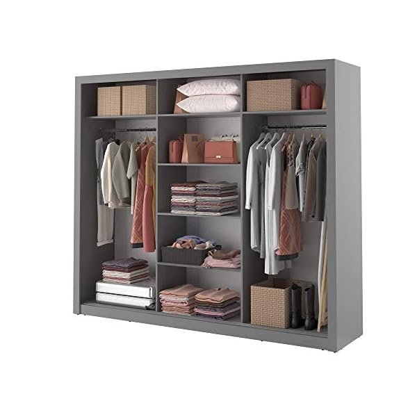 Arthauss Modern Bedroom Mirror Sliding Door Wardrobe Arti 2 in Grey 250cm sold - Image 3
