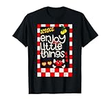 Dispose de la phrase inspirante « Enjoy the Little Things » dans un design rétro vibrant. Le motif à carreaux accrocheur ajoute une touche unique et élégante.