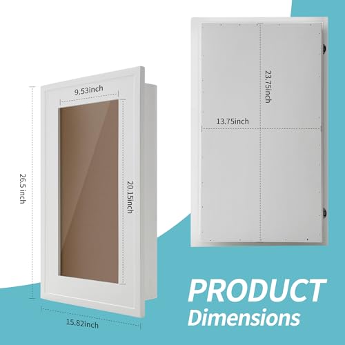 Concealed-Medicine-Cabinet-1424-Recessed-Picture-Frame-Medicine-Cabinet-Farmhouse-White-Wood-Frame-3-Shelves-100-Handmade-Fully-Assembled-Wall-Niche-Insert-For-BathroomBedroomHallwayWhite Concealed Medicine Cabinet 1424 Recessed Picture Frame Medicine Cabinet Farmhouse White Wood Frame 3 Shelves 100 Handmade Fully Assembled Wall Niche Insert For BathroomBedroomHallwayWhite