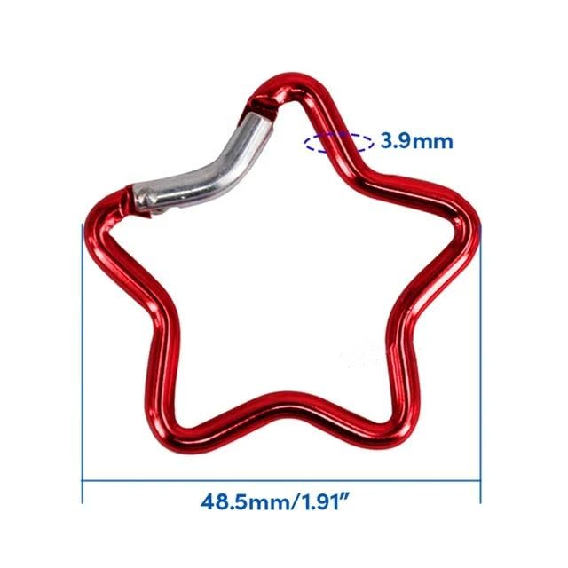 3Pcs Gun Color Carabiner Clip Star Shaped Climbing Buckle Aluminum Alloy Heavy Duty Keyring Hook for Camping Fishing Hiking Traveling Spring Loaded Carabiner Accessory and Keychain Carabiners