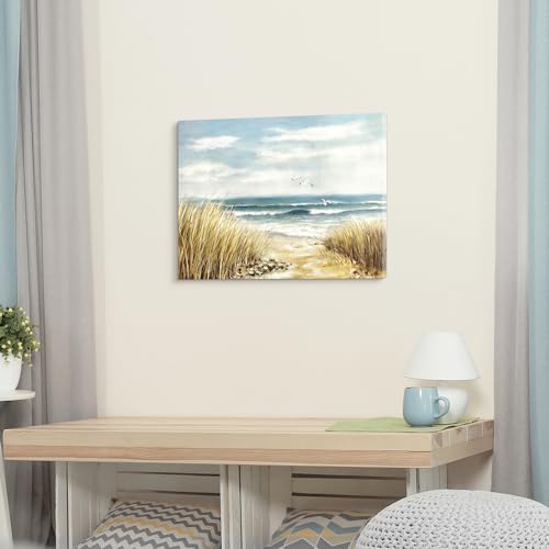 Canvas Wall Art Beach Picture: Coastal Scene Prints Decor Bedroom Bathroom Ocean Seascape Waves Painting Modern Seaside Sea Grass Seagull Artwork for Home Office Kitchen - Image 5